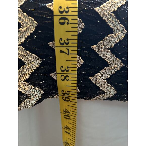 Chico's Chevron Metallic Dress Womens Size XL Black Gold Sheath Knee Length NWT - Picture 10 of 11
